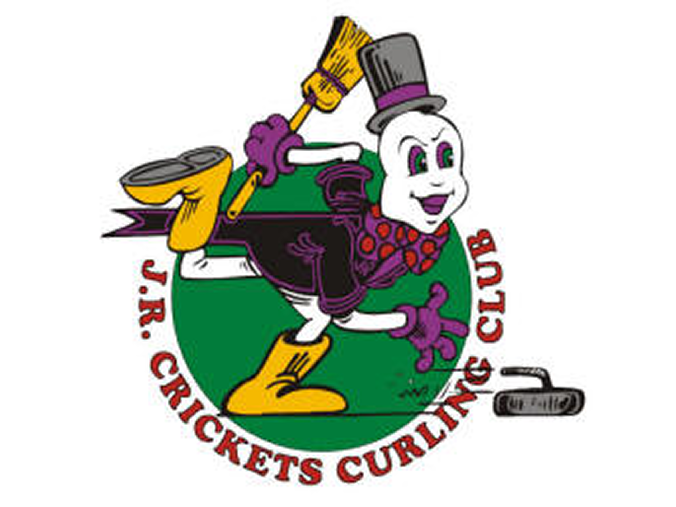 Logo of the J.R., which features a cartoon image of a person holding a curling stick and a ball