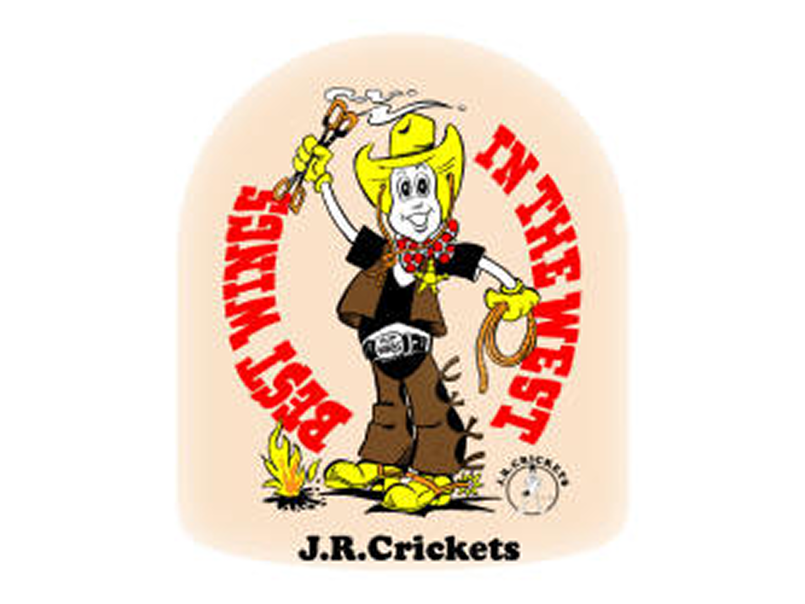 Cartoon of a person holding a locket with the text " in the West J.R