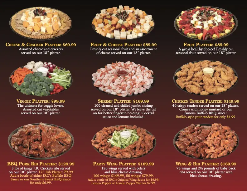 JRC 2026 Catering Menu